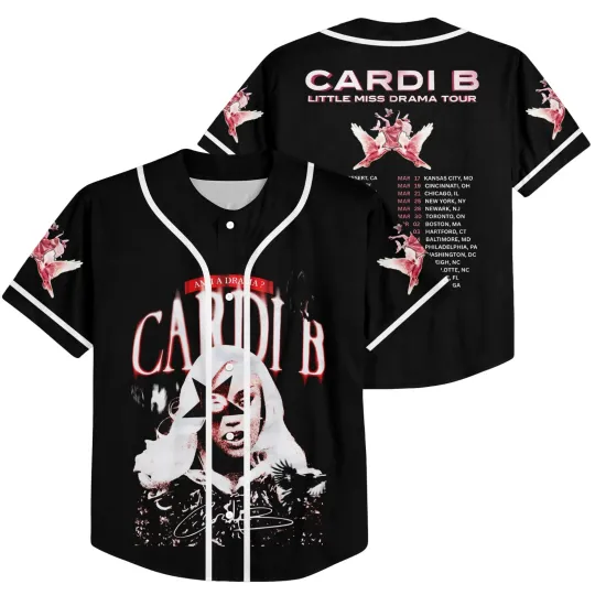 Cardi B Am I The Drama Tour Jersey Vintage Style – Rap Concert Baseball Shirt