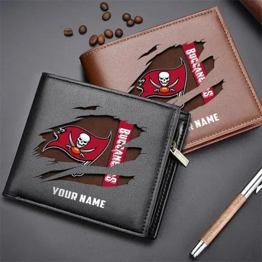 Personalized Tampa Bay Football Team Buccaneerss Leather Wallet, Gift For Men
