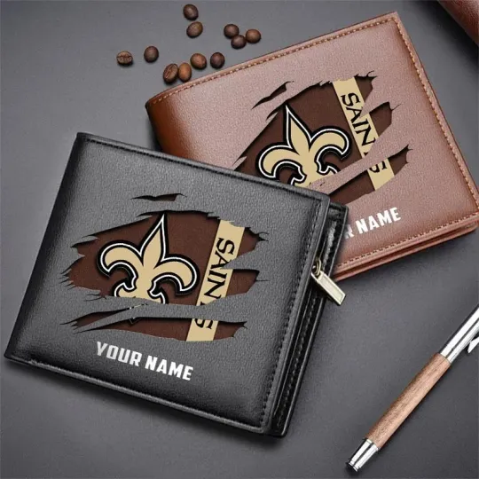 Discover Personalized New Orleans Football Team Saintss Leather Wallet, Gift For Men