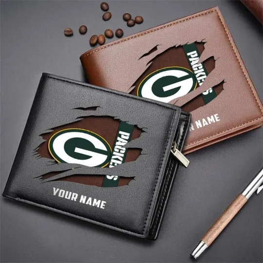 Discover Personalized Green Bay Football Team Packerss Leather Wallet, Gift For Men