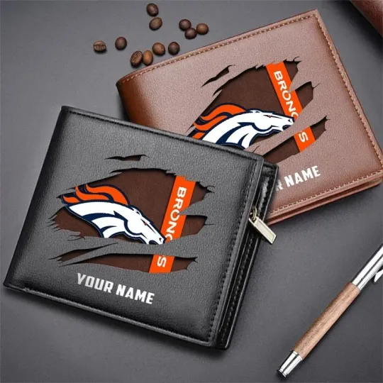 Discover Personalized Denver Football Team Broncoss Leather Wallet, Gift For Men
