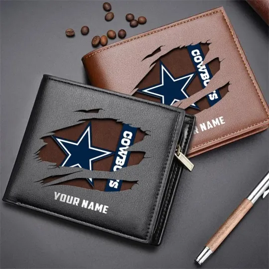 Personalized Dallas Football Team Cowboyss Leather Wallet, Gift For Men
