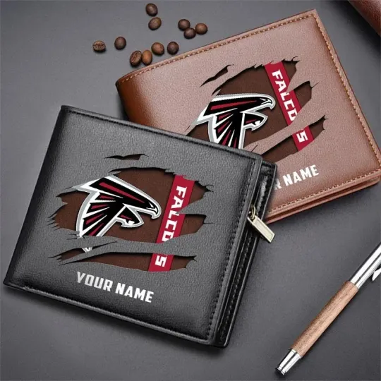 Discover Personalized Atlanta Football Team Falconss Leather Wallet, Gift For Men