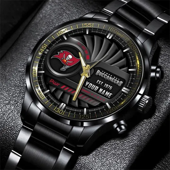 Discover Tampa Bay Football Team Buccaneerss Black Stainless Steel Watch, Gift For Fans