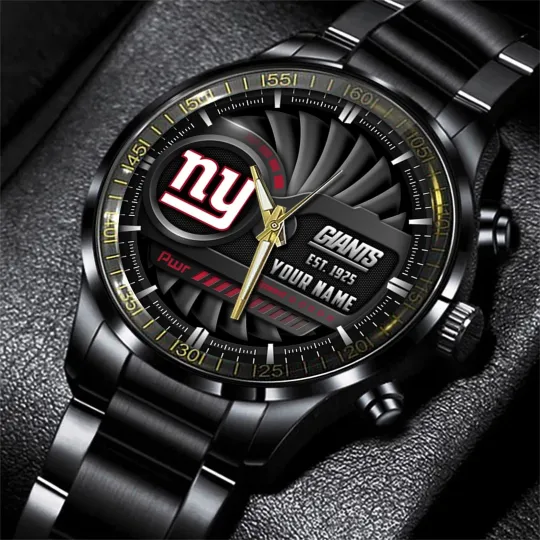 Discover New York Football Team Giantss Black Stainless Steel Watch, Gift For Fans