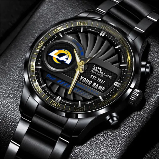Discover Los Angeles Football Team Ramss Black Stainless Steel Watch, Gift For Fans