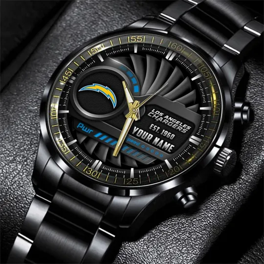 Discover Los Angeles Football Team Chargerss Black Stainless Steel Watch, Gift For Fans
