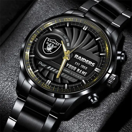 Discover Las Vegas Football Team Raiderss Black Stainless Steel Watch, Gift For Fans