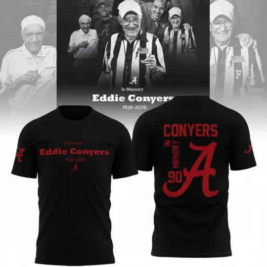 In Memory Eddie Conyers x Albm Crimson Tide 1928-2026 Black T-Shirt