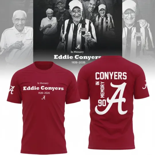 In Memory Eddie Conyers x Albm Crimson Tide 1928-2026 Red T-Shirt