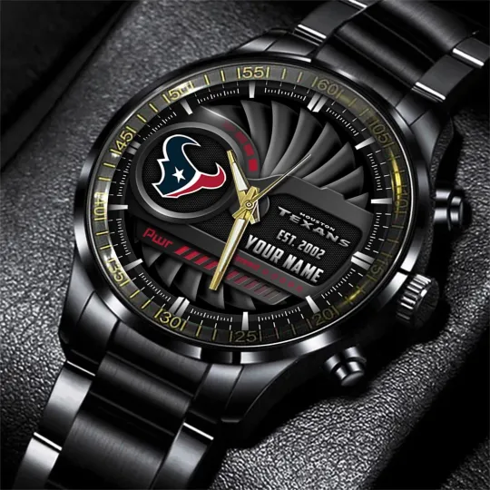 Discover Houston Football Team Texanss Black Stainless Steel Watch, Gift For Fans