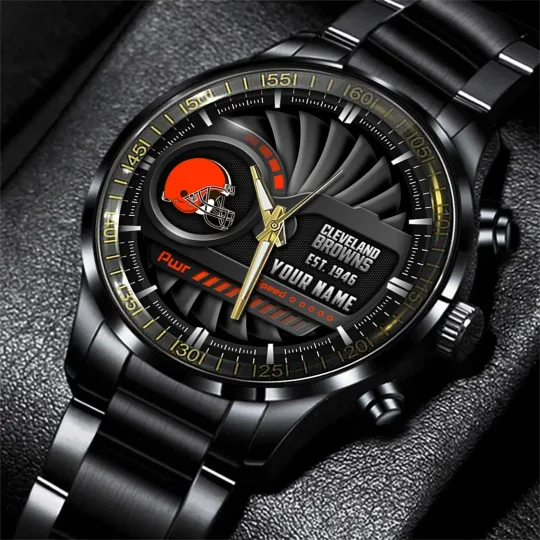 Discover Cleveland Football Team Brownss Black Stainless Steel Watch, Gift For Fans