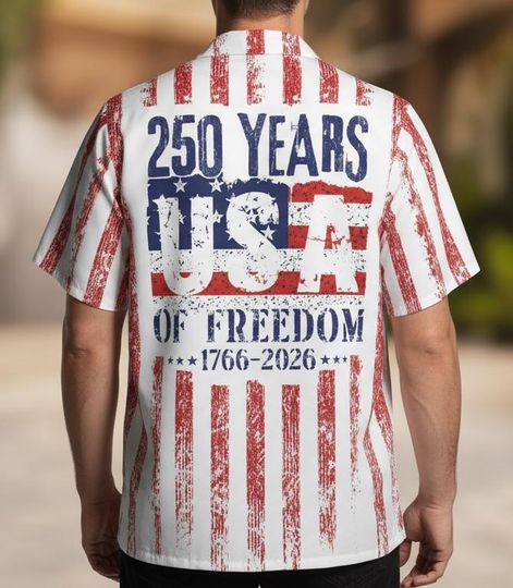 Discover 250 Years USA Of Freedom Baseball Jersey Shirt For Men Women Patriotic 1776 2026 Vintage American Flag Button Up