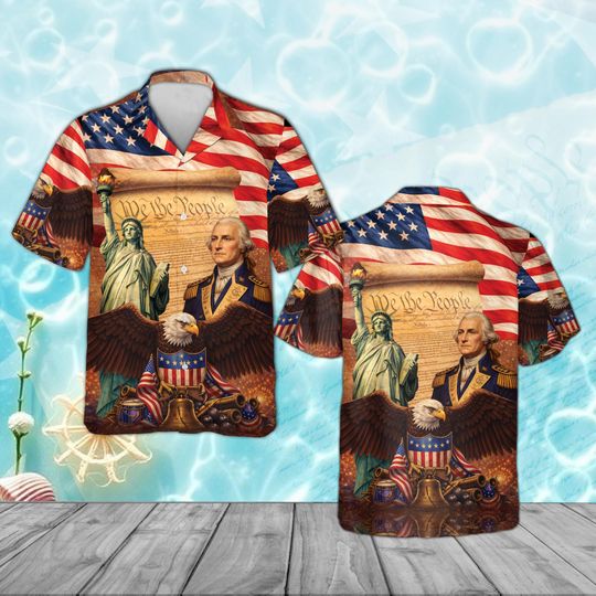Discover 250th America Anniversary Hawaiian Shirt, We The People Patriotic Shirt, 17762026 USA Flag Eagle Liberty Kids Summer Button Up