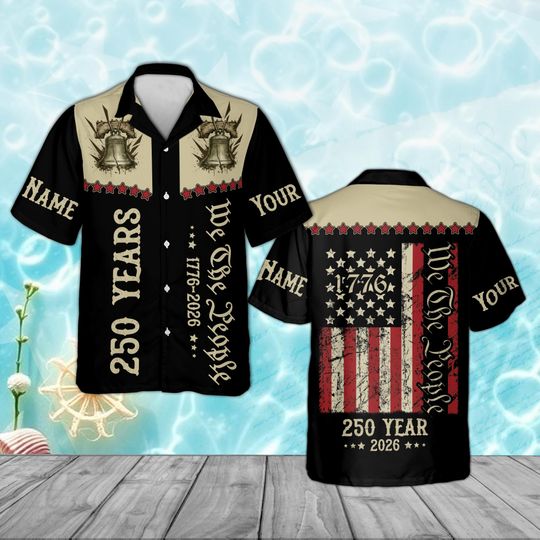 Discover Custom 250th America Anniversary Hawaiian Shirt, We The People Patriotic USA Shirt, Vintage Flag Design, 17762026 Independence Day Gift