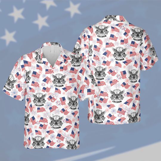 250 Years of Freedom Hawaiian Shirt, America 250th Anniversary 17762026 Button Up, Bald Eagle USA Flag Patriotic Shirt, July 4th Shirt