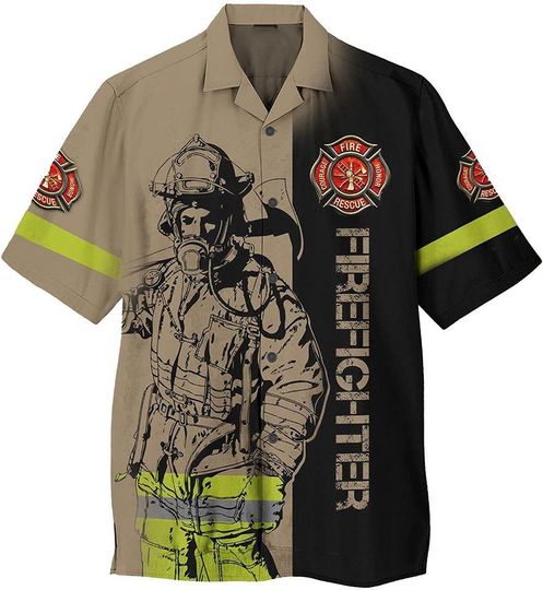 Discover Firefighter Tropical Hawaiian Shirt, Firefighter lover Shirt, Firefighter Aloha Shirt Summer Shirt, 3D Aloha Shirt, Vintage Button Shirt