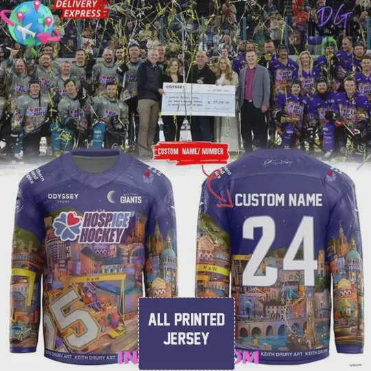 Discover Custom Belfast Giants x Northern Ireland Childrens Hospice 2025 Hockey Shirt