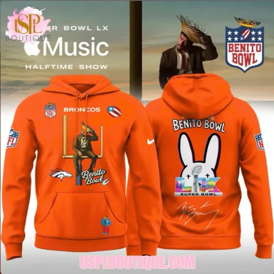 Discover Broncosss x Bunny 2026 Bowl Orange Design Hoodie 3D
