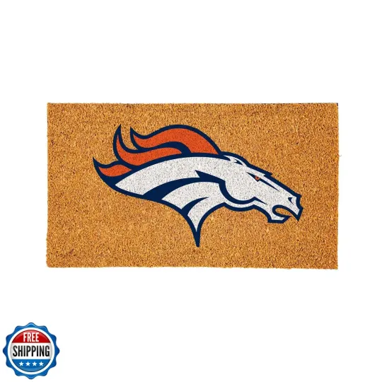 Discover Team Sports America football Denver Broncos Natural Coir Doormat
