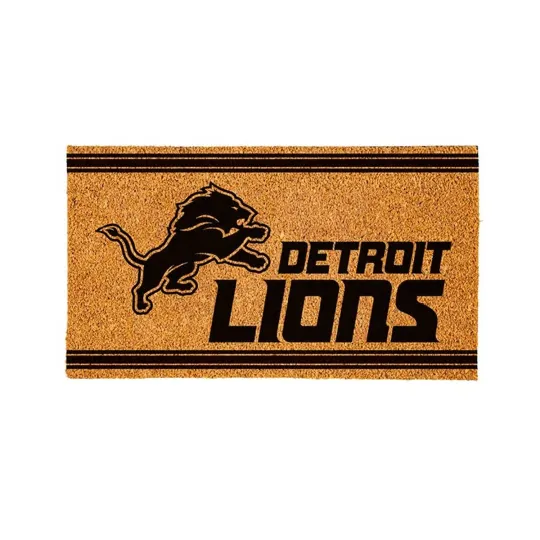 Team Sports America football Detroit Lions Natural Coir Door Mat | Indoor and Outd...