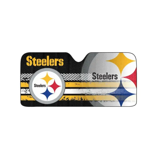 Discover New Football football Pittsburgh Steeler Front Window Folding Sun Shade 58" x 27"