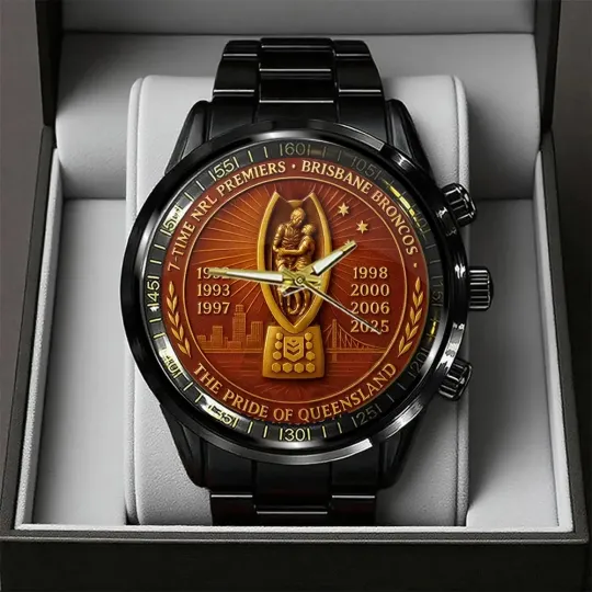 Discover Brisbane Broncos 37th Anniversary 2025 Black Stainless Steel Watch