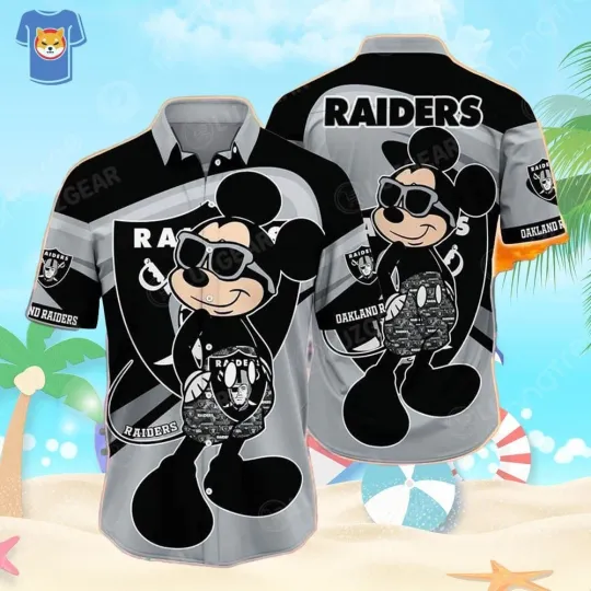 Discover football Team Raiderss Hawaiian Shirt Mickey Mouse Disney