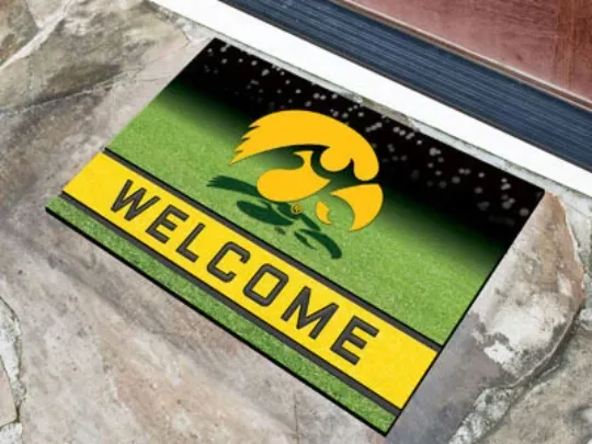 Discover Iowa Hawkeyes Door Mat 18x30 Welcome Crumb Rubber - Special Order