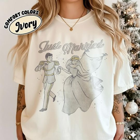 Discover Disney Just Married Shirt, Cinde Couple Shirt, Disney Bachelorette Shirt, Disney Bridal Party Shirt,Disney Wedding Shirt