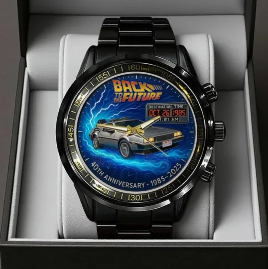 Back To The Future 40Th Anniversary 2025 Black Stainless Steel Watch