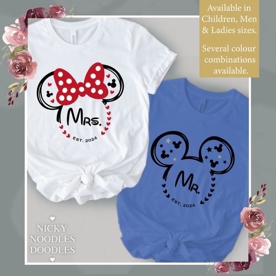 Discover Mr and Mrs Just Married Disney 2024 t shirts / wedding /  holiday