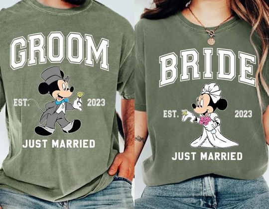 Discover Disney Bride Groom Shirt, Mickey Minnie Shirt, Wedding Anniversary, Just Married Shirt, Disneyworld Married Shirt, Disney Newlywed Shirt
