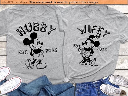 Discover Mickey and Minnie Hubby and Wifey 2025 Shirts, Disney Couple Shirts, Disney Honeymoon Shirt, Wife and Husband Shirts, Valentine's Day Shirts
