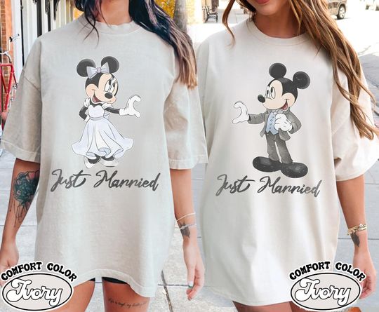 Discover Disney Mickey Groom Minnie Bride Shirt, Mr and Mrs Shirt, Just Married Shirt, Disney Honeymoon Trip Shirt, Disney Wedding Shirt