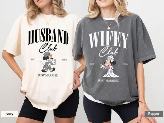 Discover Disney Husband and Wife Shirts, Wedding Anniversary Shirt, Soociial Clubb Mr and Mrs Shirt, Just Married Shirt, Bride and Groom Shirts