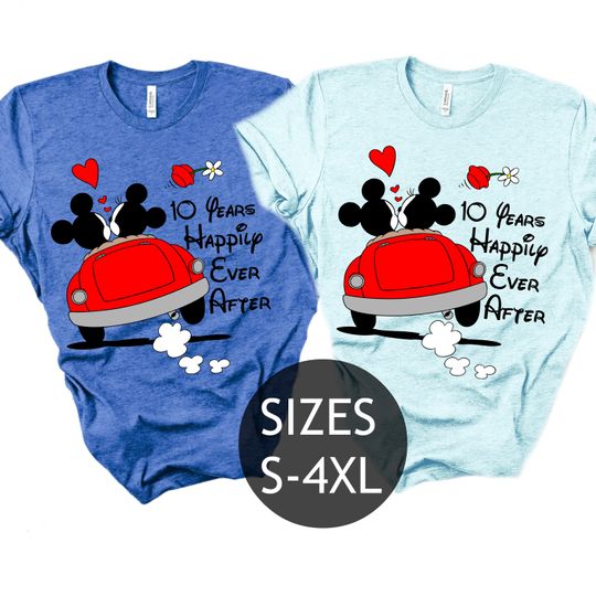 Discover 10 Years Happily Ever After Anniversary T-Shirts, Mickey and Minnie Marriage T-Shirts, Disney Custom T-Shirts, Disney Anniversary T-Shirts