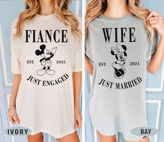 Discover Disney Just Engaged Shirt, Disney Couple Trip Shirt, Disneyworld Engaged Shirt, Disney Fiance and Fiancee Shirts, Mickey Minnie Shirt