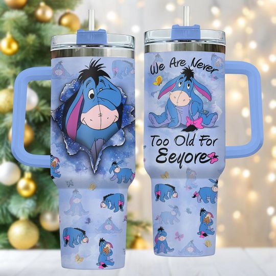 Discover Eeyore 40oz Tumbler, Stainless Tumbler With Handle, Cute Coffee Cup Gift For Her, Disney Drinkware For Travel, Christmas Gift