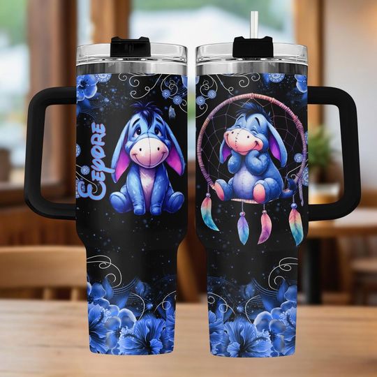 Discover Eeyore 40oz Tumbler, Eeyore Tumbler With Handle, Eeyore Print Tumbler, Eeyore Travel Tumbler, Gift for Disney Fan