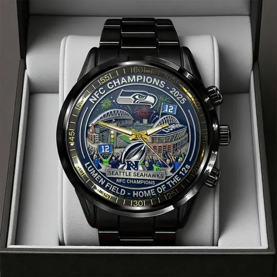 Discover Seahawks 2025 Champions Black Stainless Steel Watch