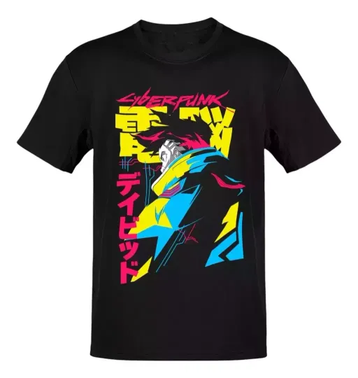 Discover Anime Cyberpunk David Martinez Letras Neones T-Shirt Size S-5XL