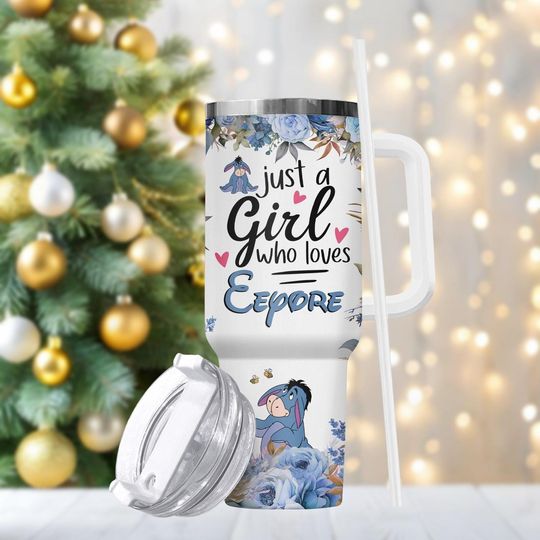 Discover Eeyore 40oz Tumbler, Stainless Tumbler With Handle, Disney Gift For Her, Just a Girl Who Loves Eeyore, Christmas Present