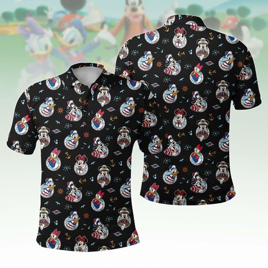 Discover Mickey Minnie Pluto Goofy Donald Daisy Cruise Time Line Destiny Polo Shirt, Disney Polo, Mickey And Friends Polo, Disneyworld Polo