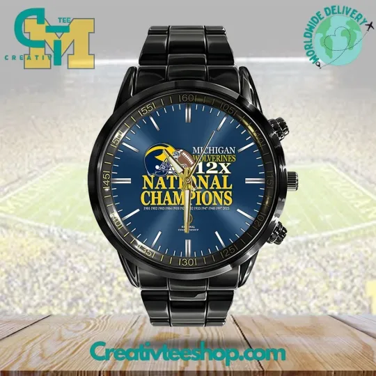 Discover Wolverines 12x National Champions Stainless Steel Watch
