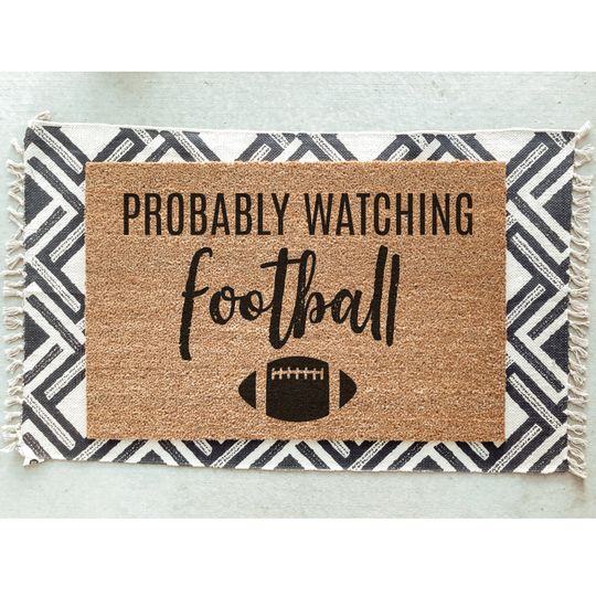 Discover Football Doormat / Welcome Mat / Fall Door mat / Autumn / football / CFL / Birthday Gift / Housewarming / Football Decor / Fathers Day / Entryway