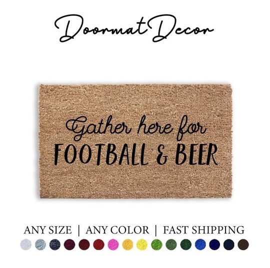 Discover Football and Beer Doormat  football Team Gift Outdoor Welcome Mat Entryway Decor