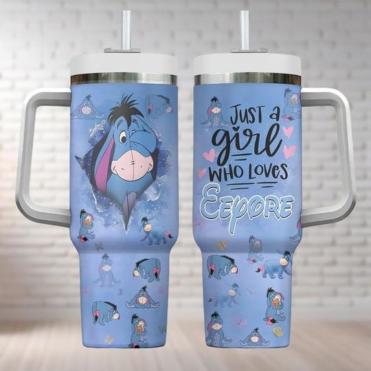 Discover Winnie The Pooh Eeyore Tumbler 40 Oz, Just A Girl Who Loves Eeyore Tumbler, Disney Cartoon Tumbler Cups, Movie Insulated Tumbler