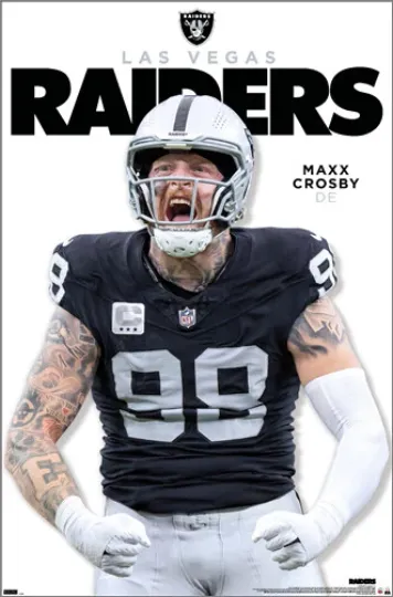 Maxx Crosby Superstar Action Las Vegas Raiders Football Poster Vertical Wall Art