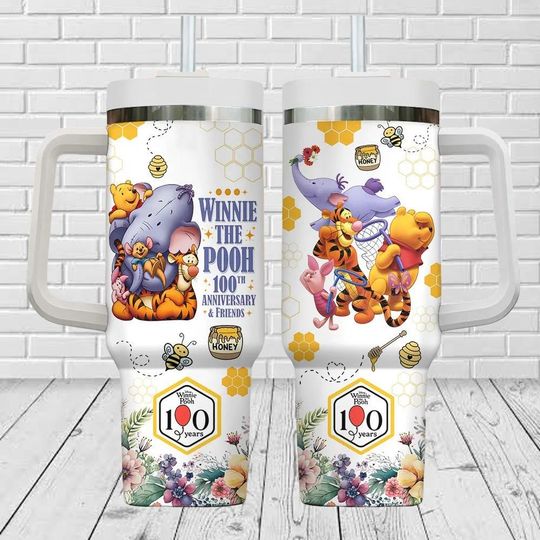 Discover Retro Winnie The Pooh 40oz Tumbler, Pooh and Friends Tumbler Cup, Disney Cartoon Insulated Tumbler, Pooh Lover Gift